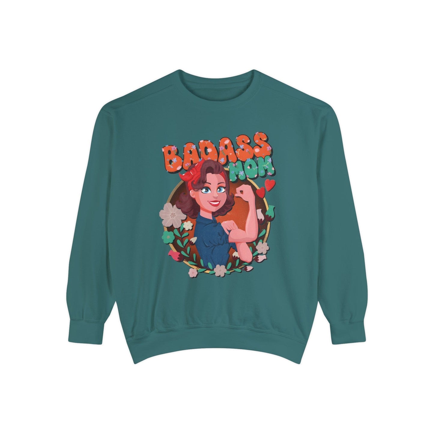 Badass Mom Vintage Vibes Sweatshirt Sweatshirt Blue Spruce / S