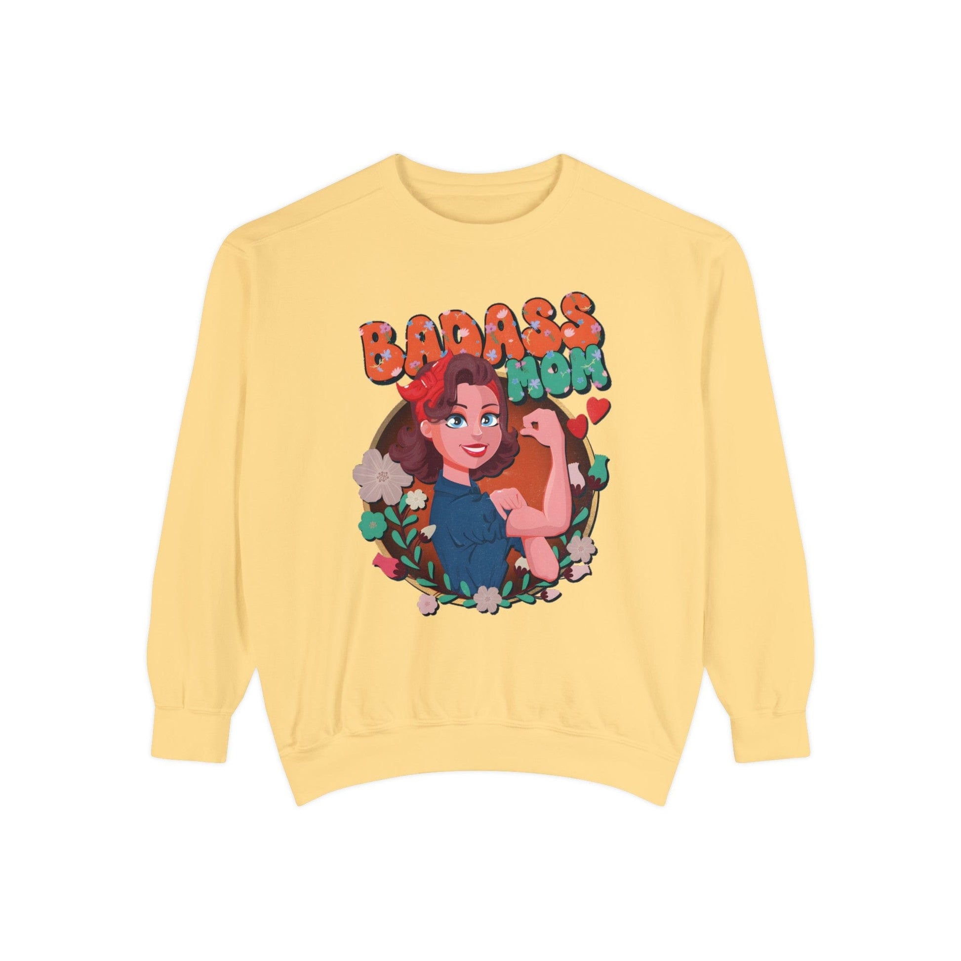 Badass Mom Vintage Vibes Sweatshirt Sweatshirt Butter / S