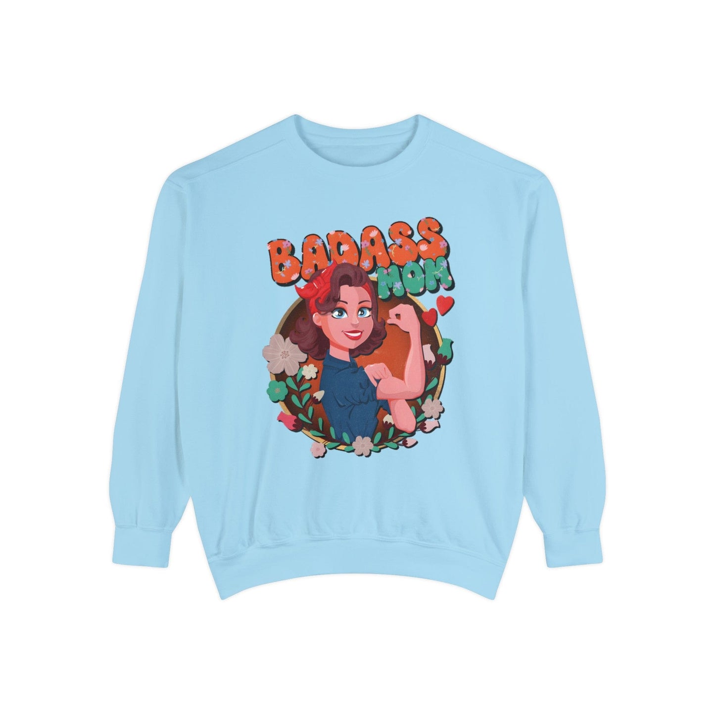 Badass Mom Vintage Vibes Sweatshirt Sweatshirt Chambray / S