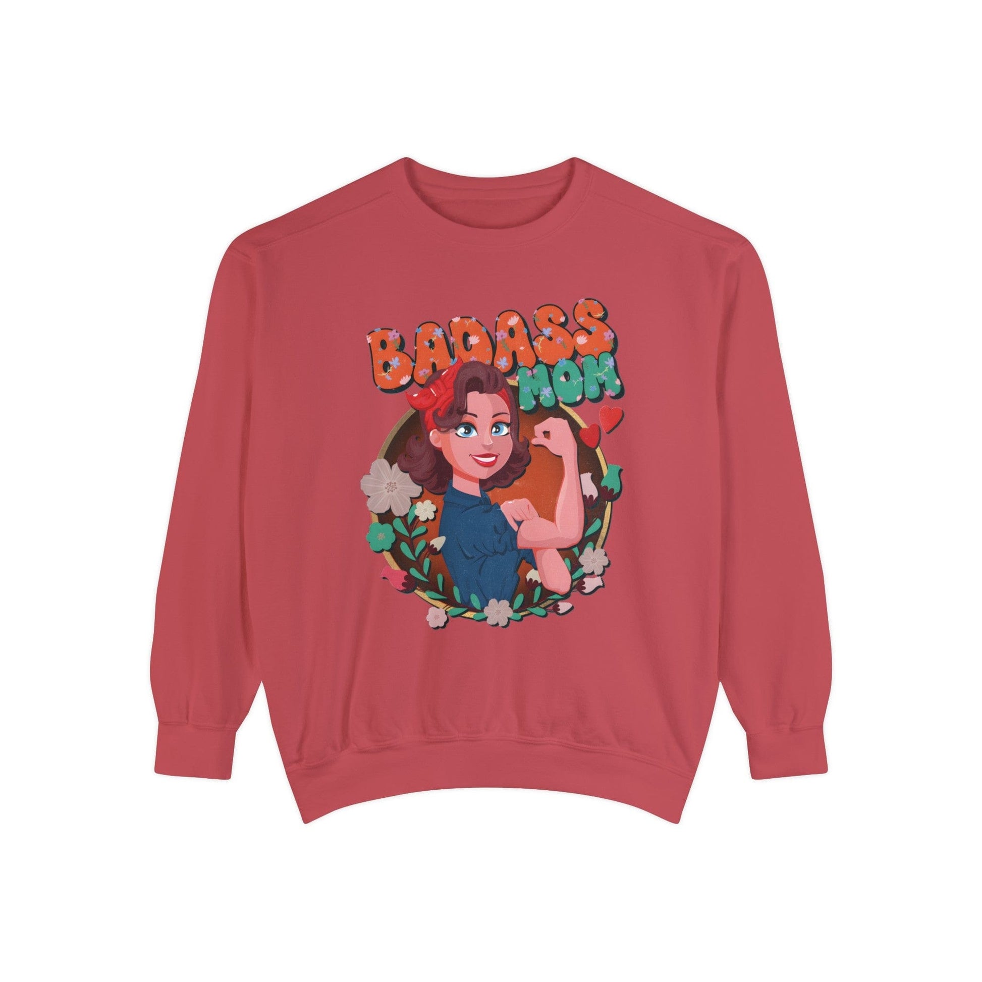 Badass Mom Vintage Vibes Sweatshirt Sweatshirt Crimson / S