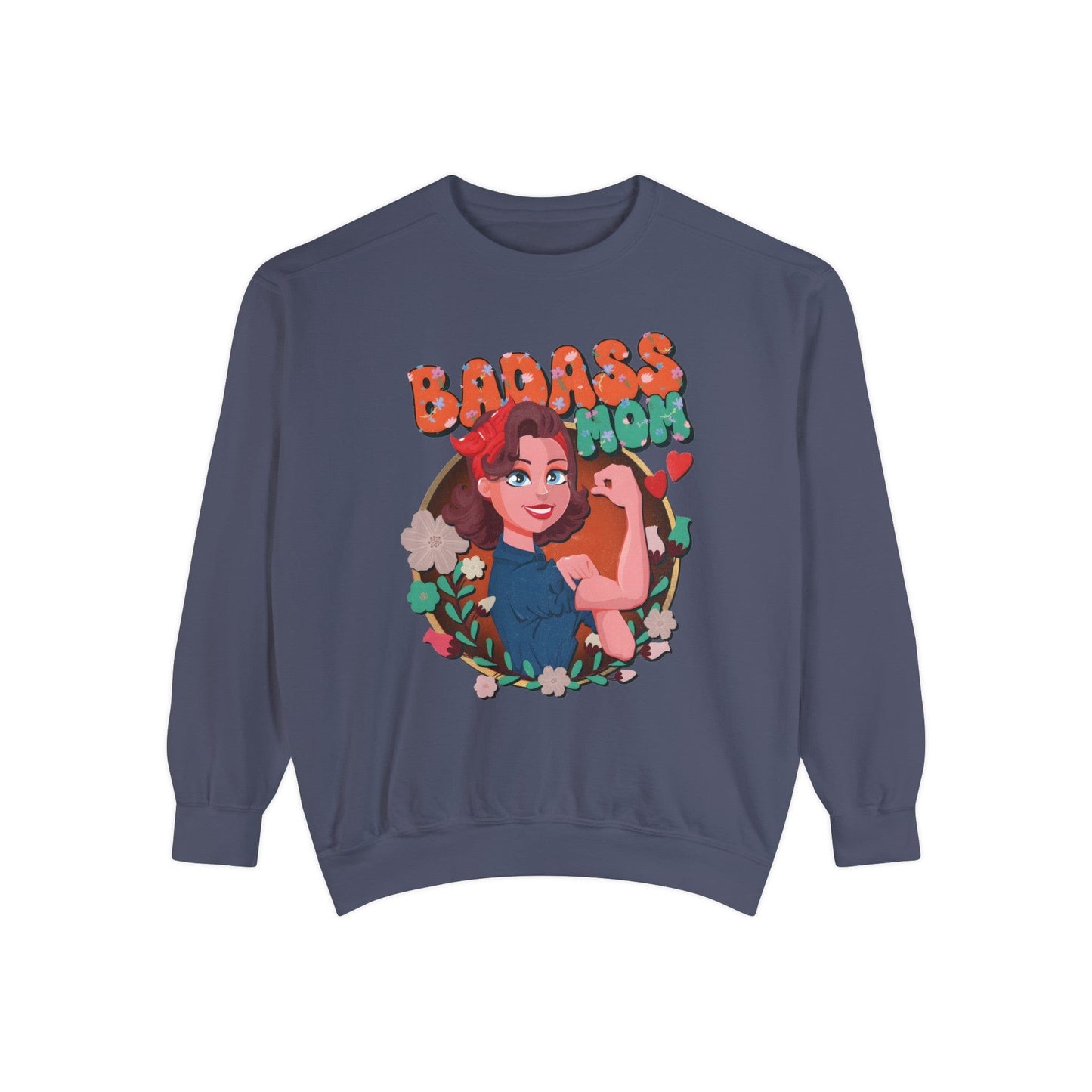 Badass Mom Vintage Vibes Sweatshirt Sweatshirt Denim / S