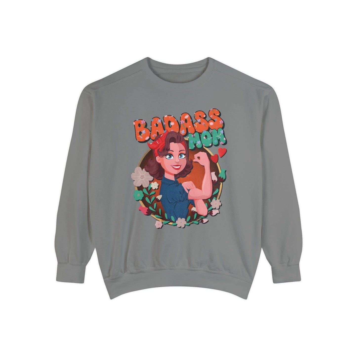 Badass Mom Vintage Vibes Sweatshirt Sweatshirt Grey / S