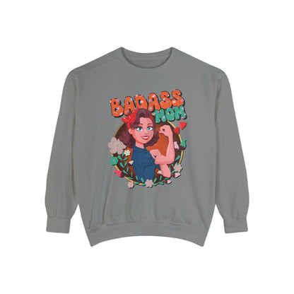 Badass Mom Vintage Vibes Sweatshirt Sweatshirt Grey / S