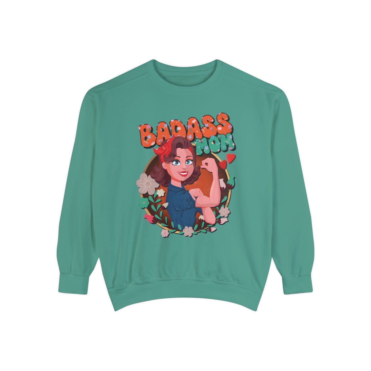 Badass Mom Vintage Vibes Sweatshirt Sweatshirt Light Green / S