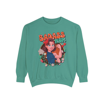 Badass Mom Vintage Vibes Sweatshirt Sweatshirt Light Green / S
