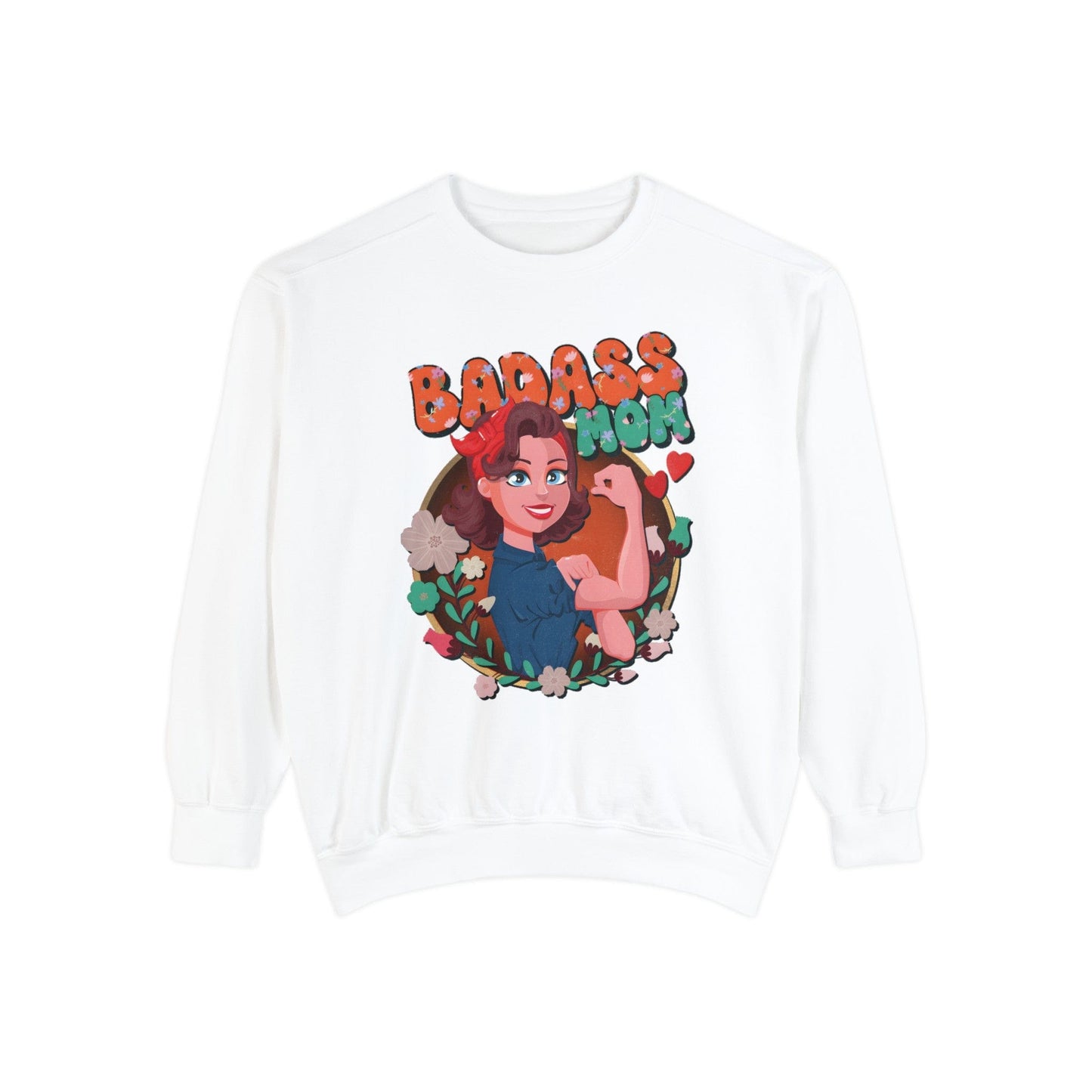 Badass Mom Vintage Vibes Sweatshirt Sweatshirt White / S