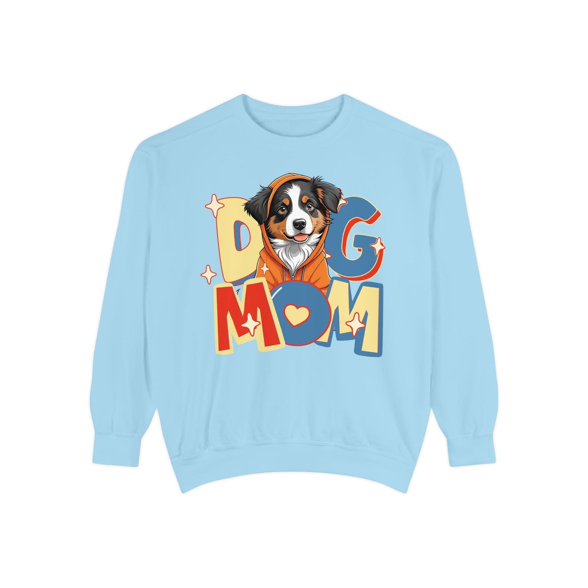 Cute Aussie in Hoodie Dog Mom Sweatshirt Sweatshirt Chambray / S