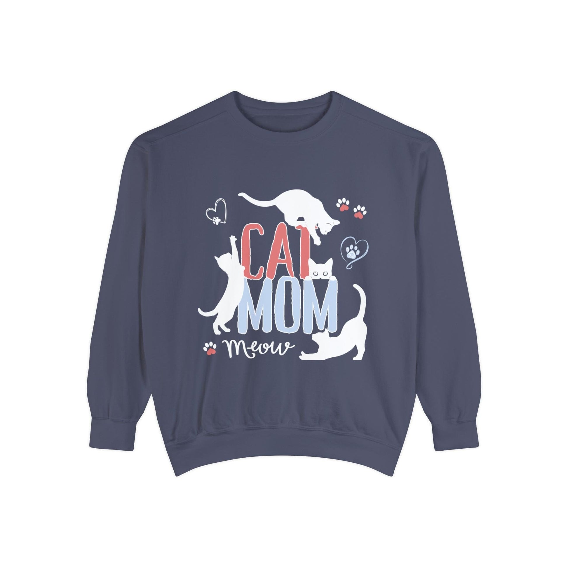 Silly Cats Mom Funny Sweatshirt Sweatshirt Denim / S