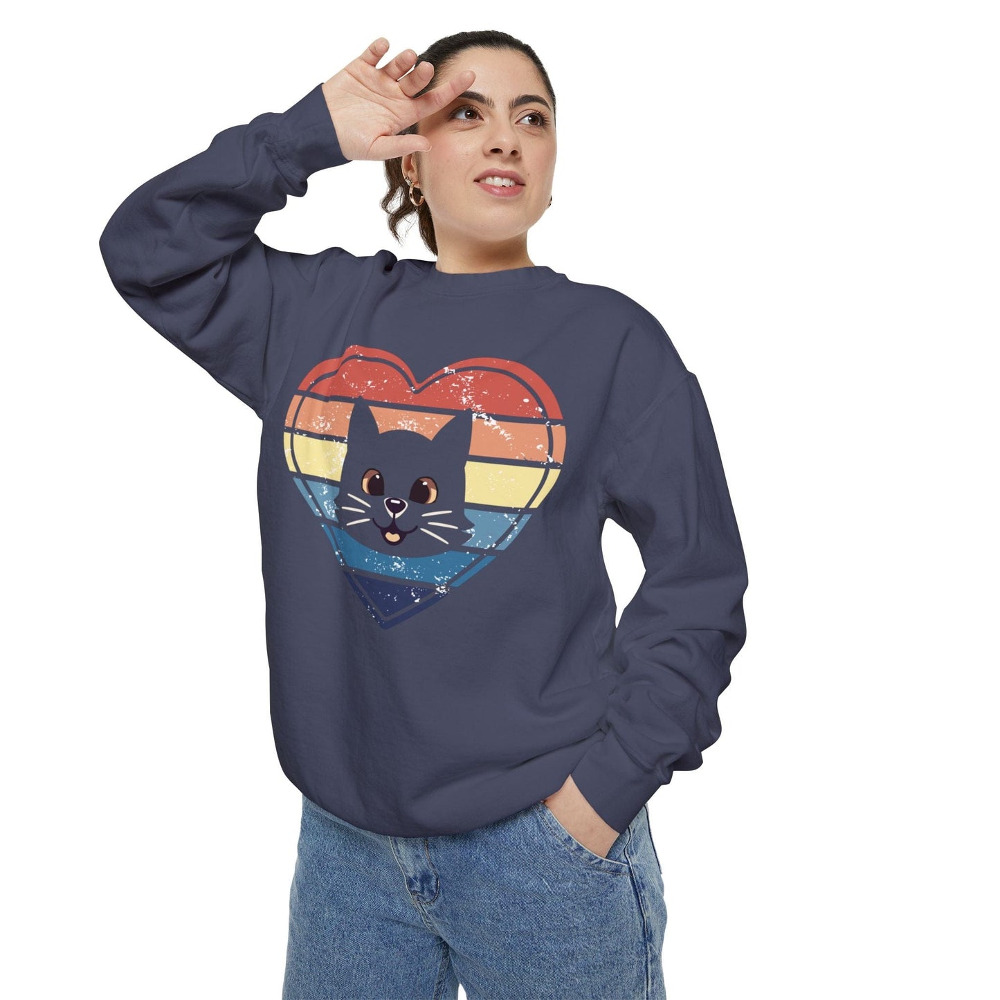 Vintage Retro Cat Lover Heart Sweatshirt Sweatshirt