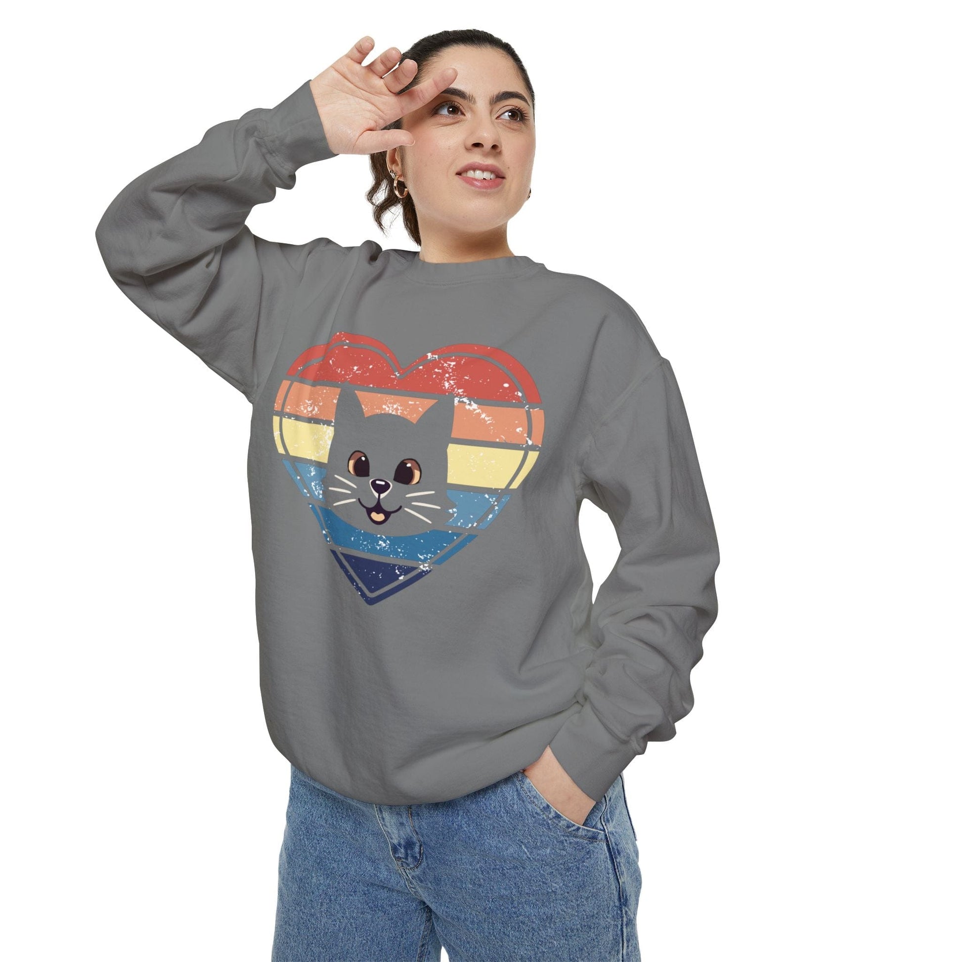 Vintage Retro Cat Lover Heart Sweatshirt Sweatshirt