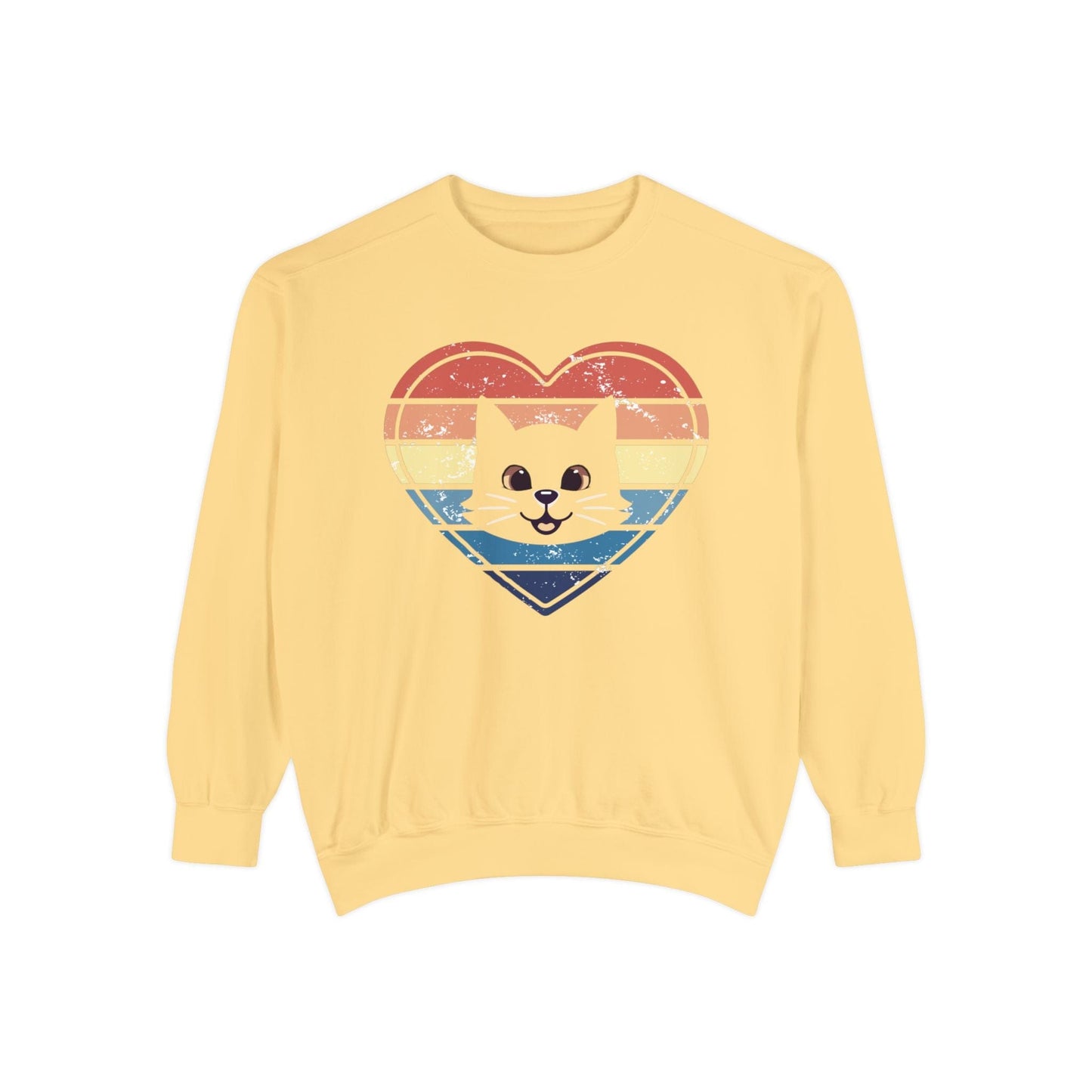 Vintage Retro Cat Lover Heart Sweatshirt Sweatshirt Butter / S