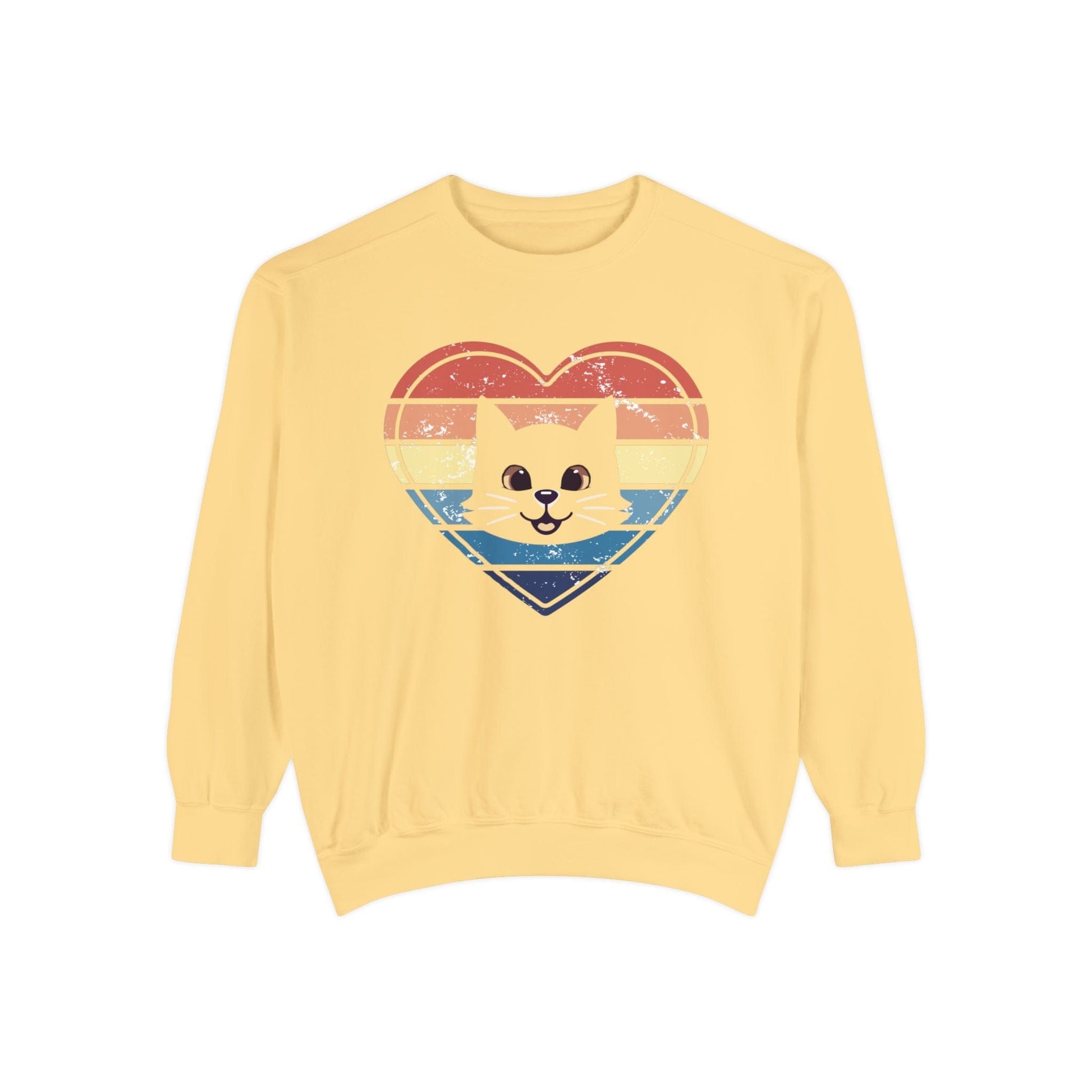 Vintage Retro Cat Lover Heart Sweatshirt Sweatshirt Butter / S
