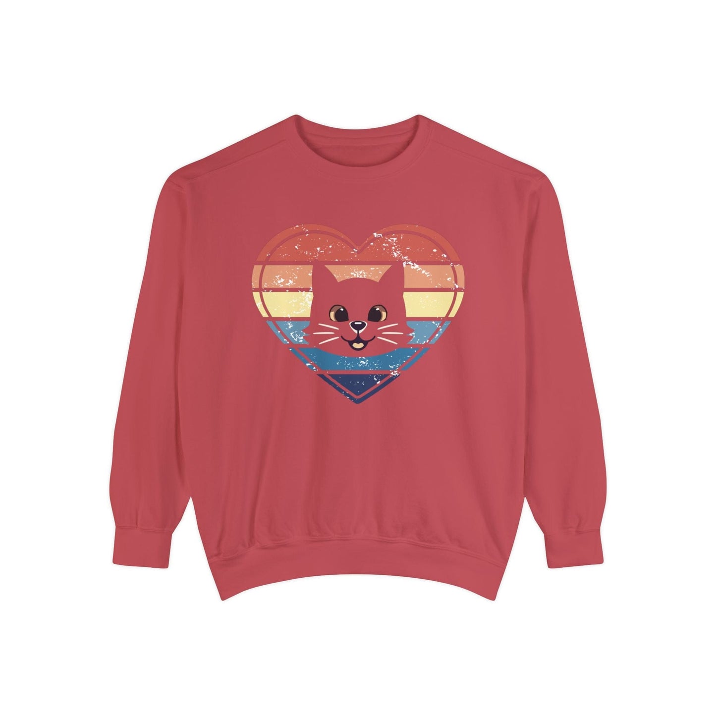 Vintage Retro Cat Lover Heart Sweatshirt Sweatshirt Crimson / S