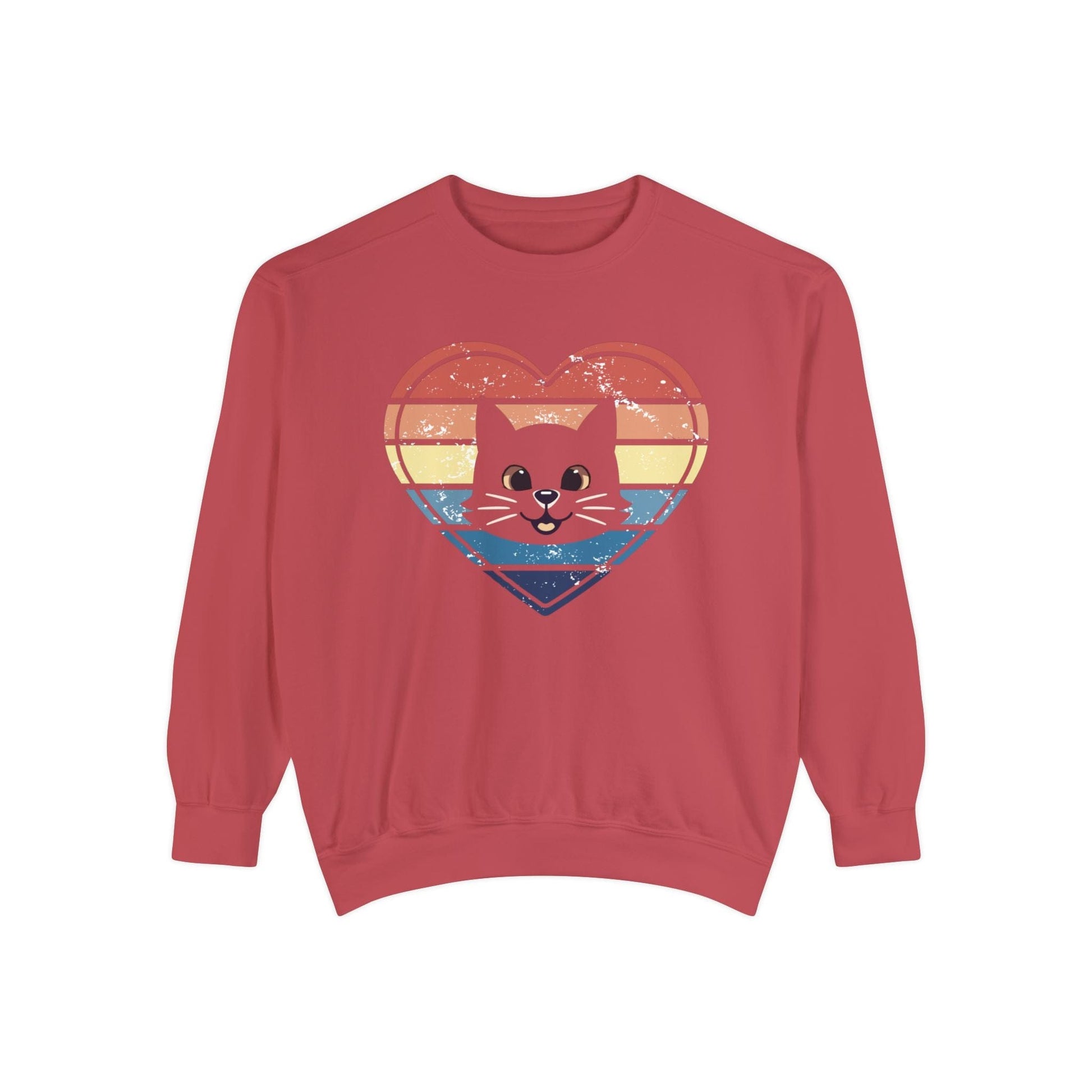 Vintage Retro Cat Lover Heart Sweatshirt Sweatshirt Crimson / S