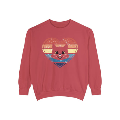 Vintage Retro Cat Lover Heart Sweatshirt Sweatshirt Crimson / S