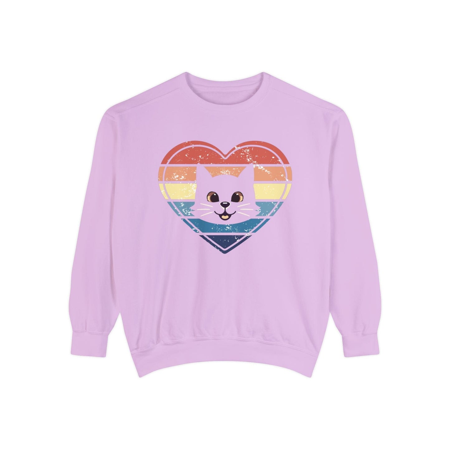 Vintage Retro Cat Lover Heart Sweatshirt Sweatshirt Orchid / S
