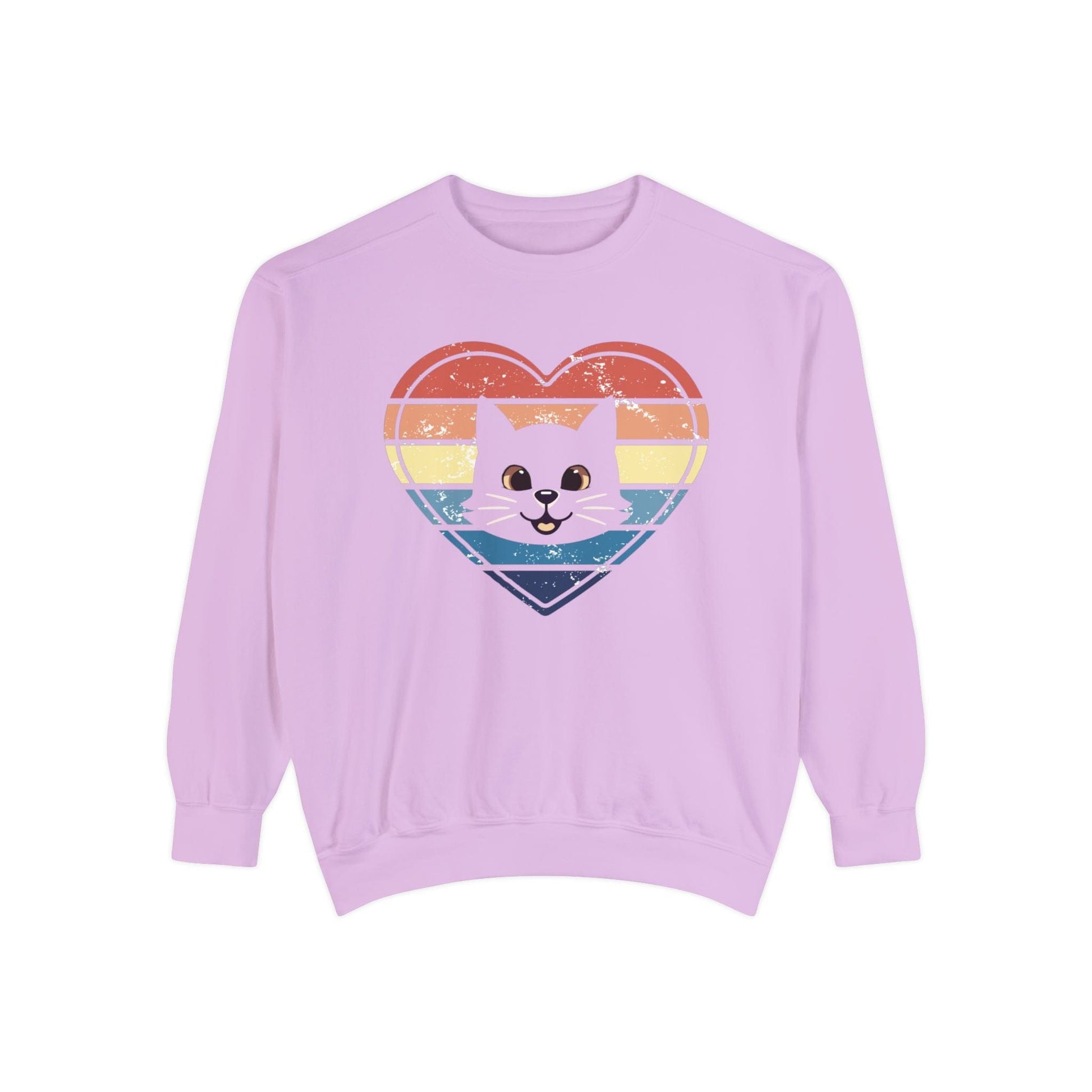 Vintage Retro Cat Lover Heart Sweatshirt Sweatshirt Orchid / S