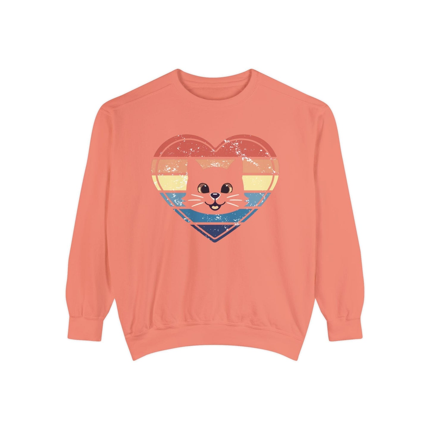 Vintage Retro Cat Lover Heart Sweatshirt Sweatshirt Terracotta / S