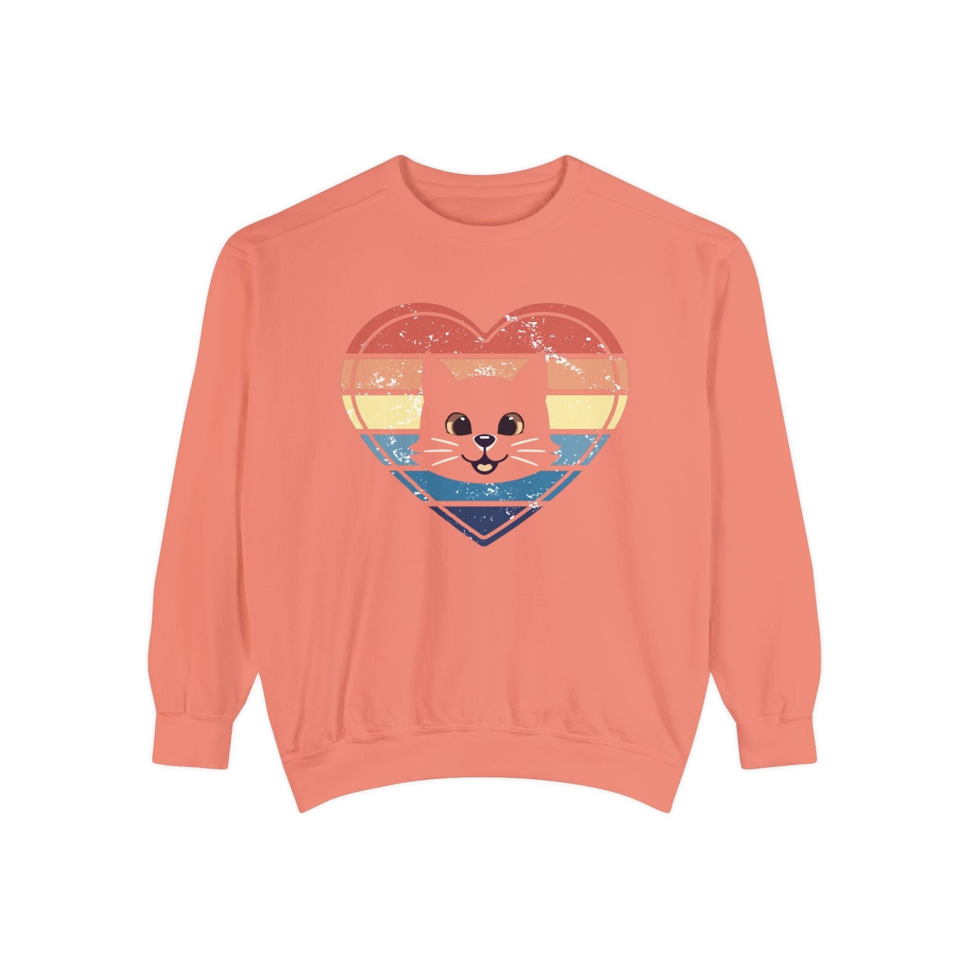 Vintage Retro Cat Lover Heart Sweatshirt Sweatshirt Terracotta / S