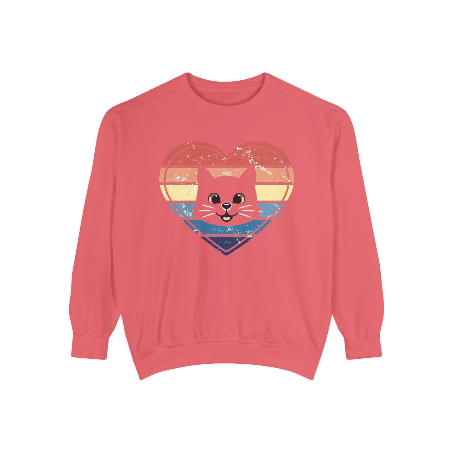 Vintage Retro Cat Lover Heart Sweatshirt Sweatshirt Watermelon / S