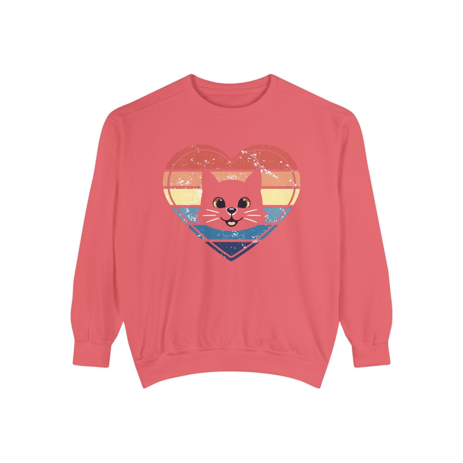 Vintage Retro Cat Lover Heart Sweatshirt Sweatshirt Watermelon / S