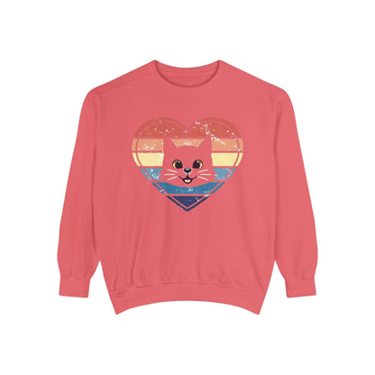 Vintage Retro Cat Lover Heart Sweatshirt Sweatshirt Watermelon / S