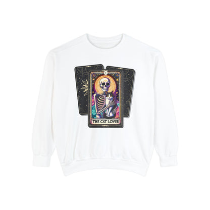 The Cat Lover Tarot Card Skeleton Sweatshirt Sweatshirt White / S