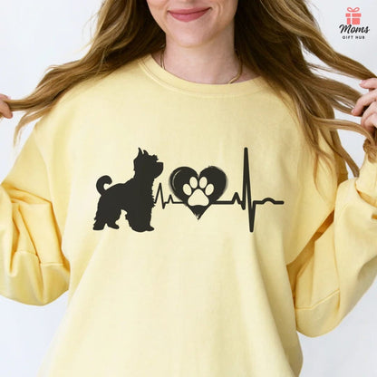 Yorkie Love Outline Graphic Sweatshirt Sweatshirt