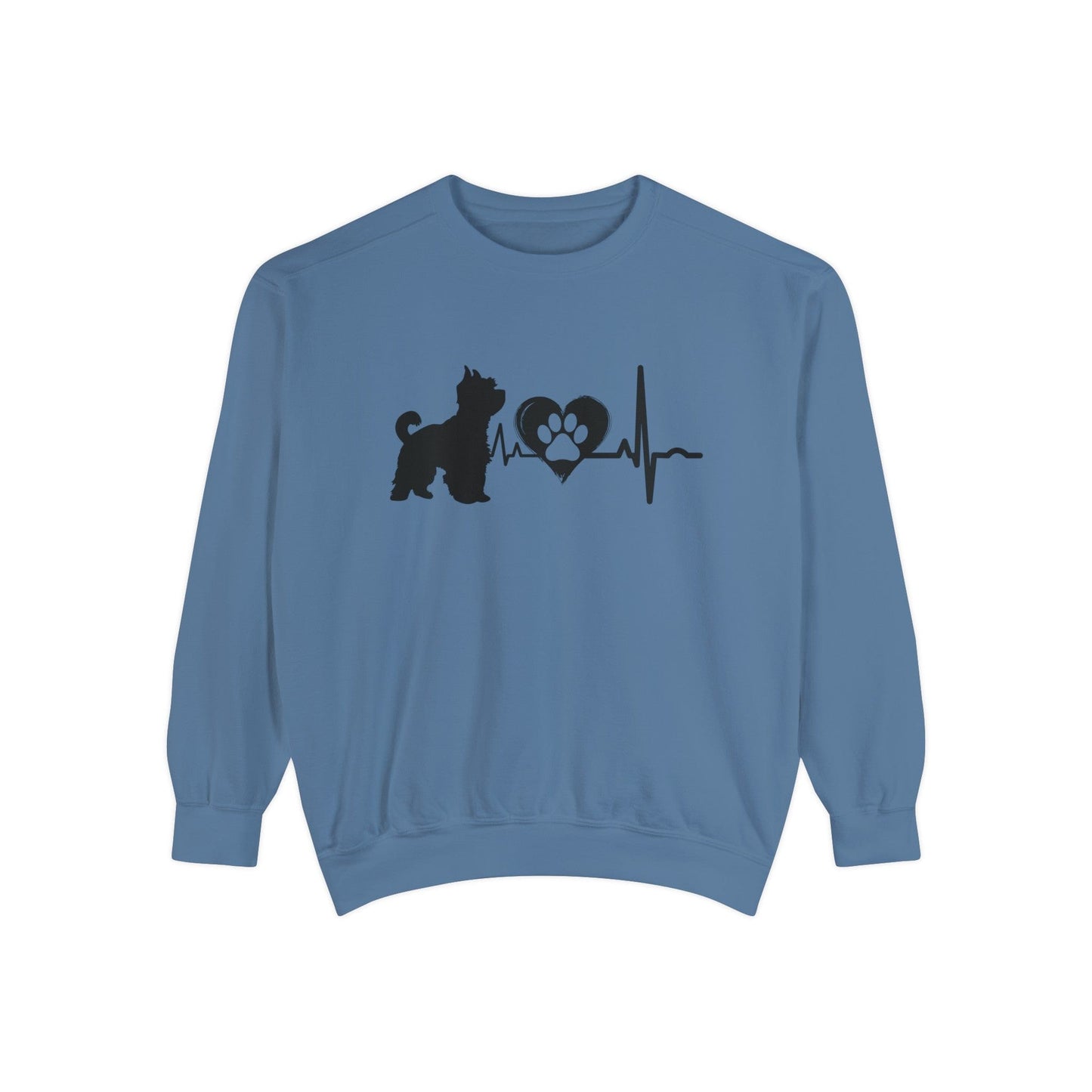 Yorkie Love Outline Graphic Sweatshirt Sweatshirt Blue Jean / S