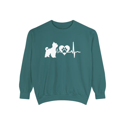 Yorkie Love Outline Graphic Sweatshirt Sweatshirt Blue Spruce / S