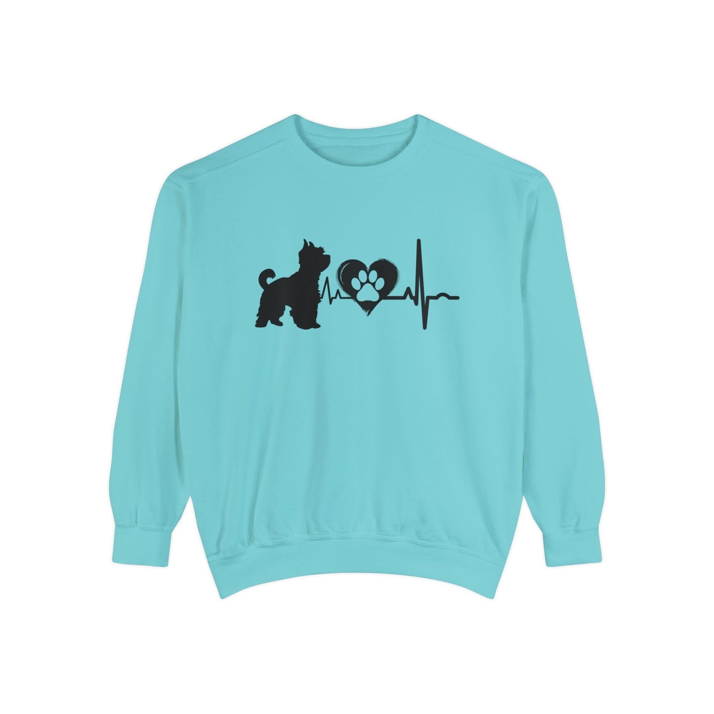 Yorkie Love Outline Graphic Sweatshirt Sweatshirt Chalky Mint / S