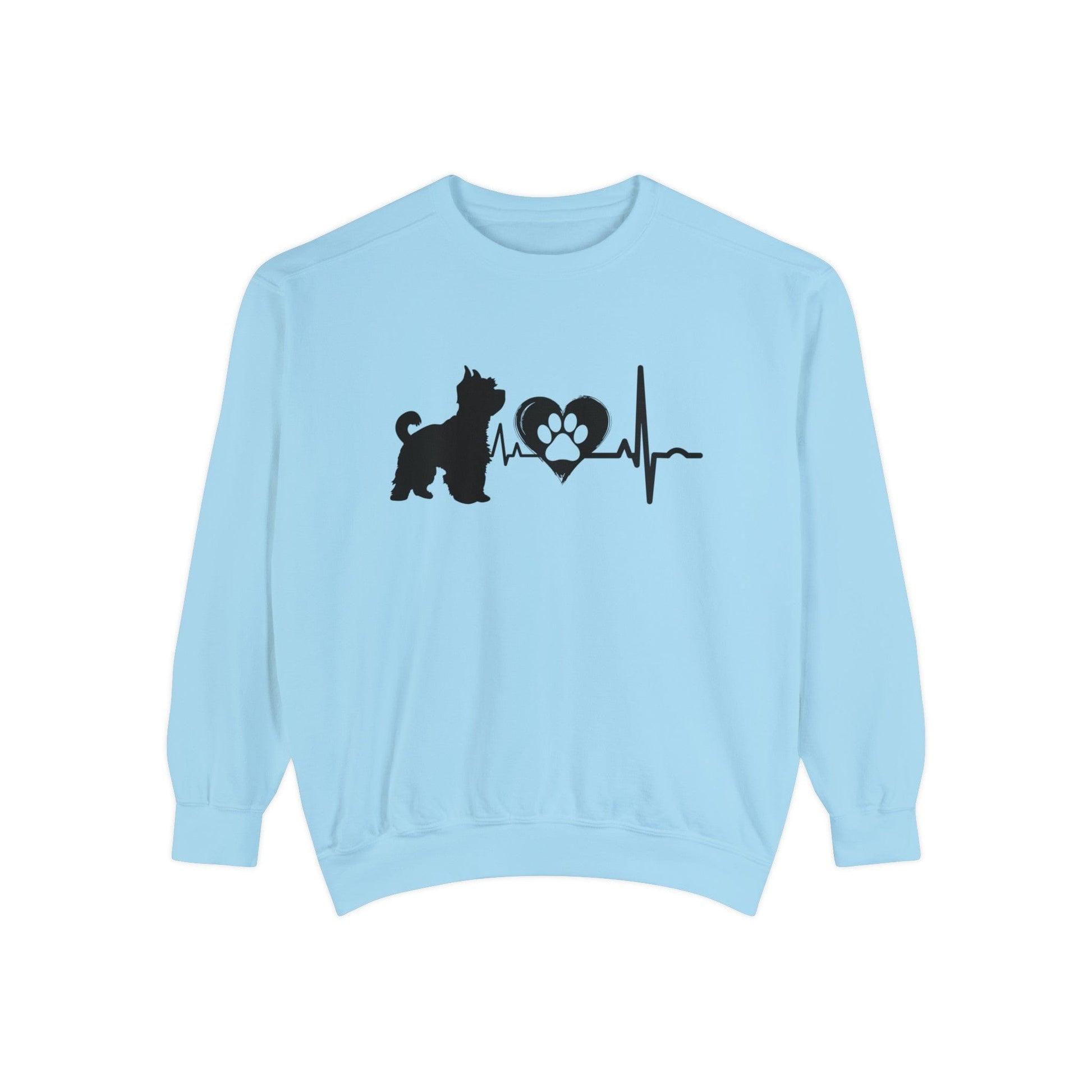 Yorkie Love Outline Graphic Sweatshirt Sweatshirt Chambray / S