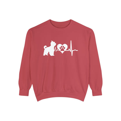 Yorkie Love Outline Graphic Sweatshirt Sweatshirt Crimson / S