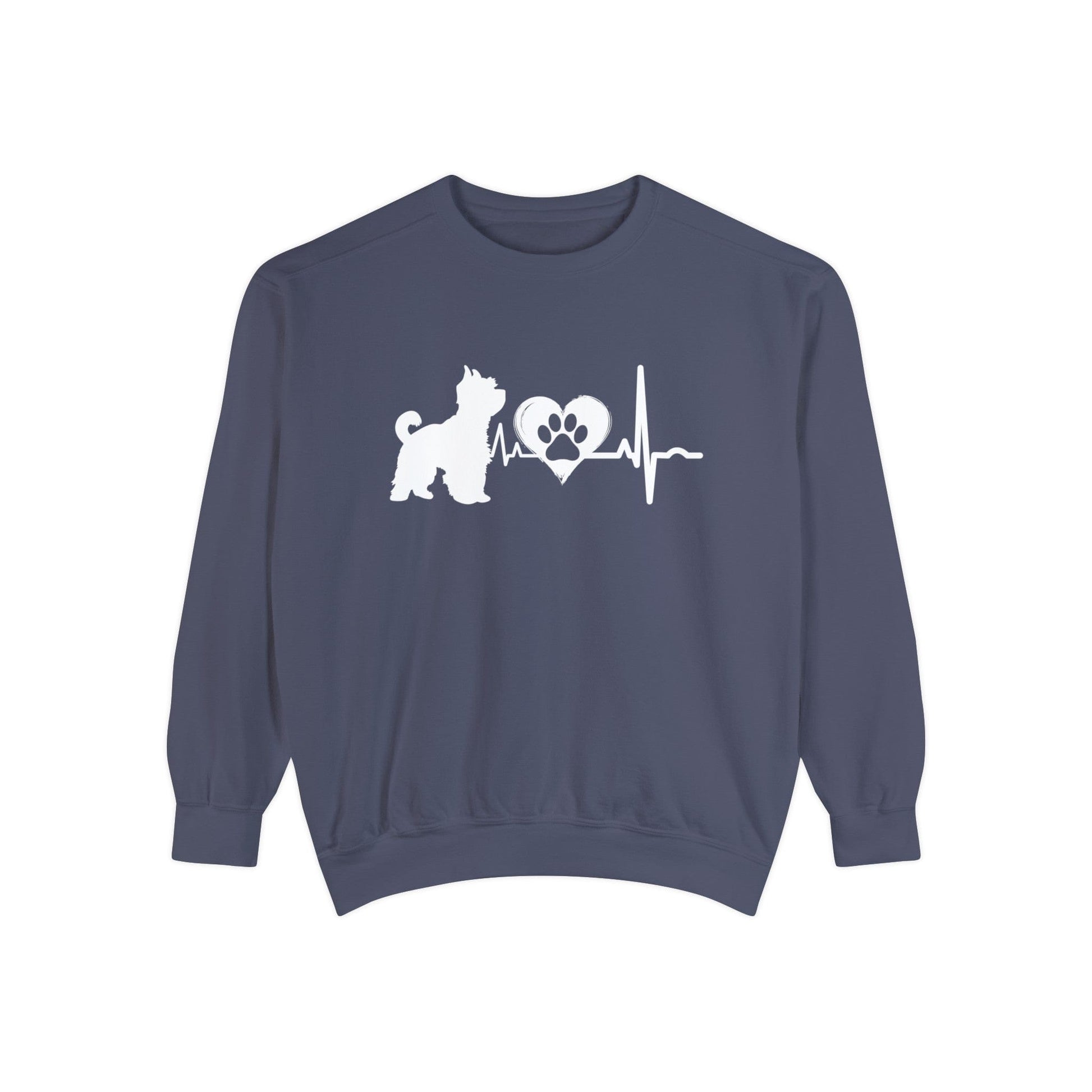 Yorkie Love Outline Graphic Sweatshirt Sweatshirt Denim / S