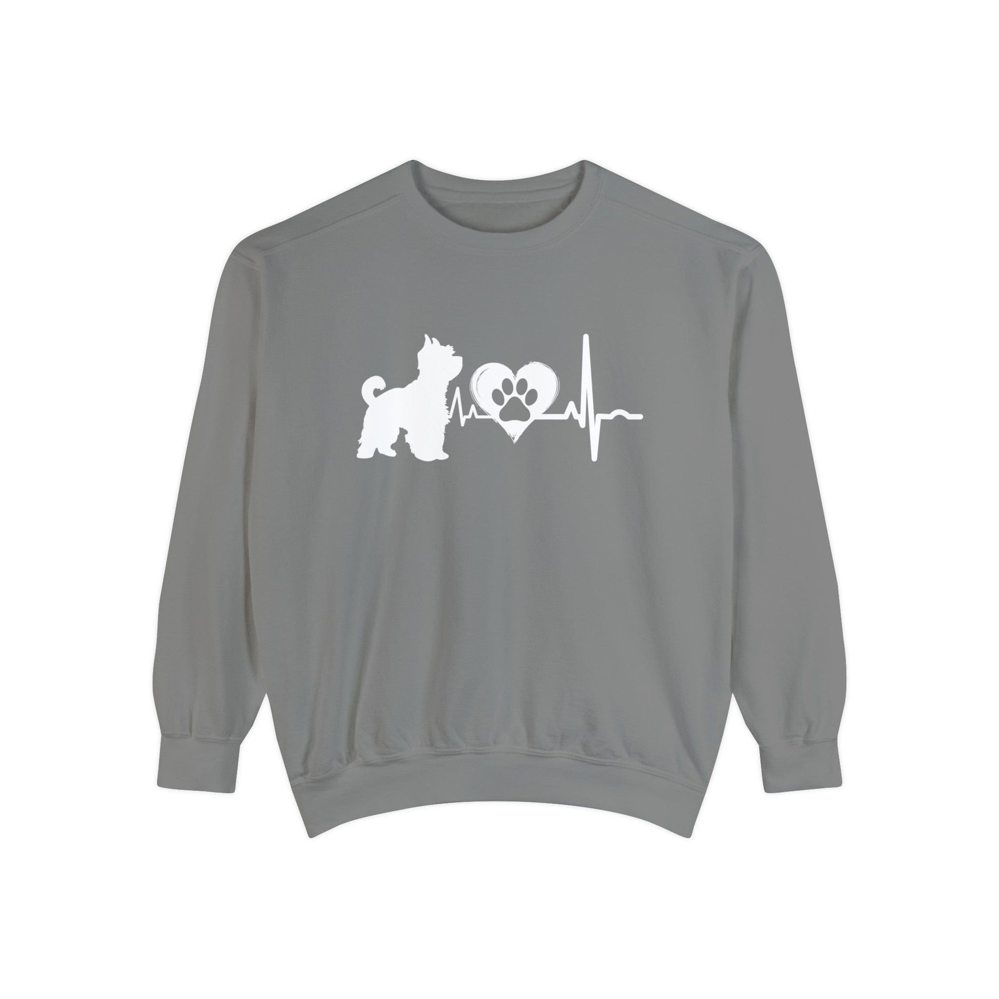 Yorkie Love Outline Graphic Sweatshirt Sweatshirt Grey / S