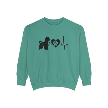 Yorkie Love Outline Graphic Sweatshirt Sweatshirt Light Green / S