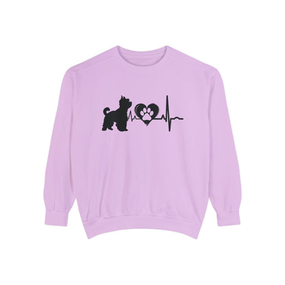 Yorkie Love Outline Graphic Sweatshirt Sweatshirt Orchid / S