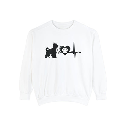 Yorkie Love Outline Graphic Sweatshirt Sweatshirt White / S