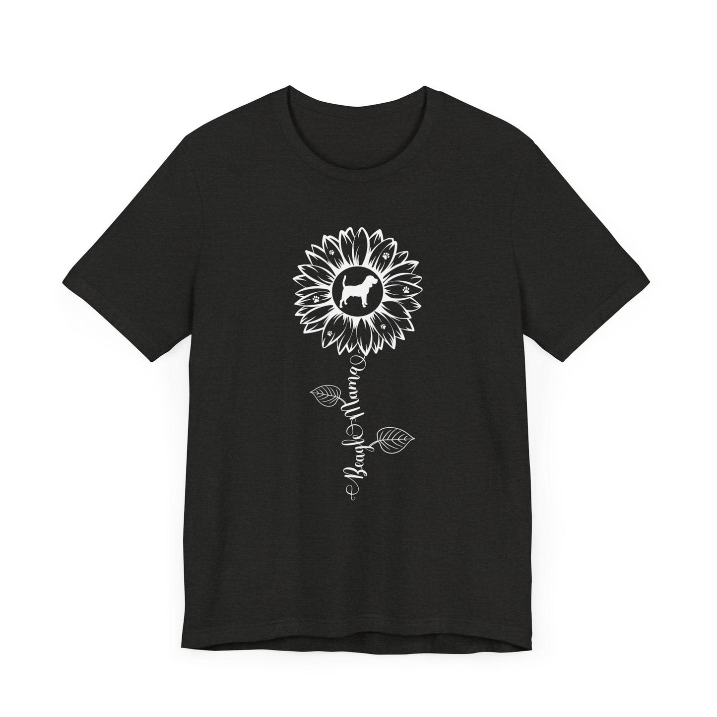 Beagle Mama Sunflower T-Shirt T-Shirt Black Heather / S