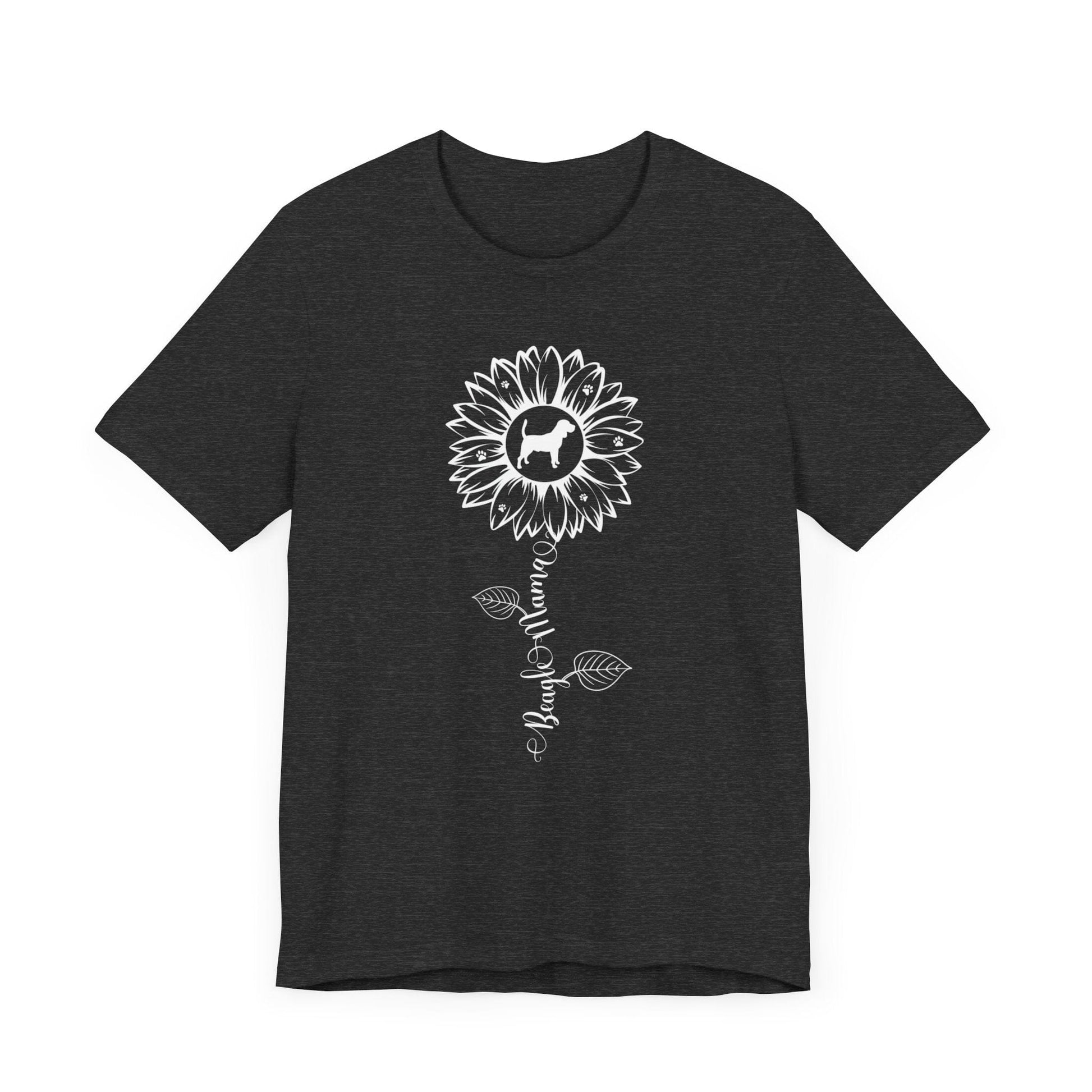 Beagle Mama Sunflower T-Shirt T-Shirt Dark Grey Heather / S