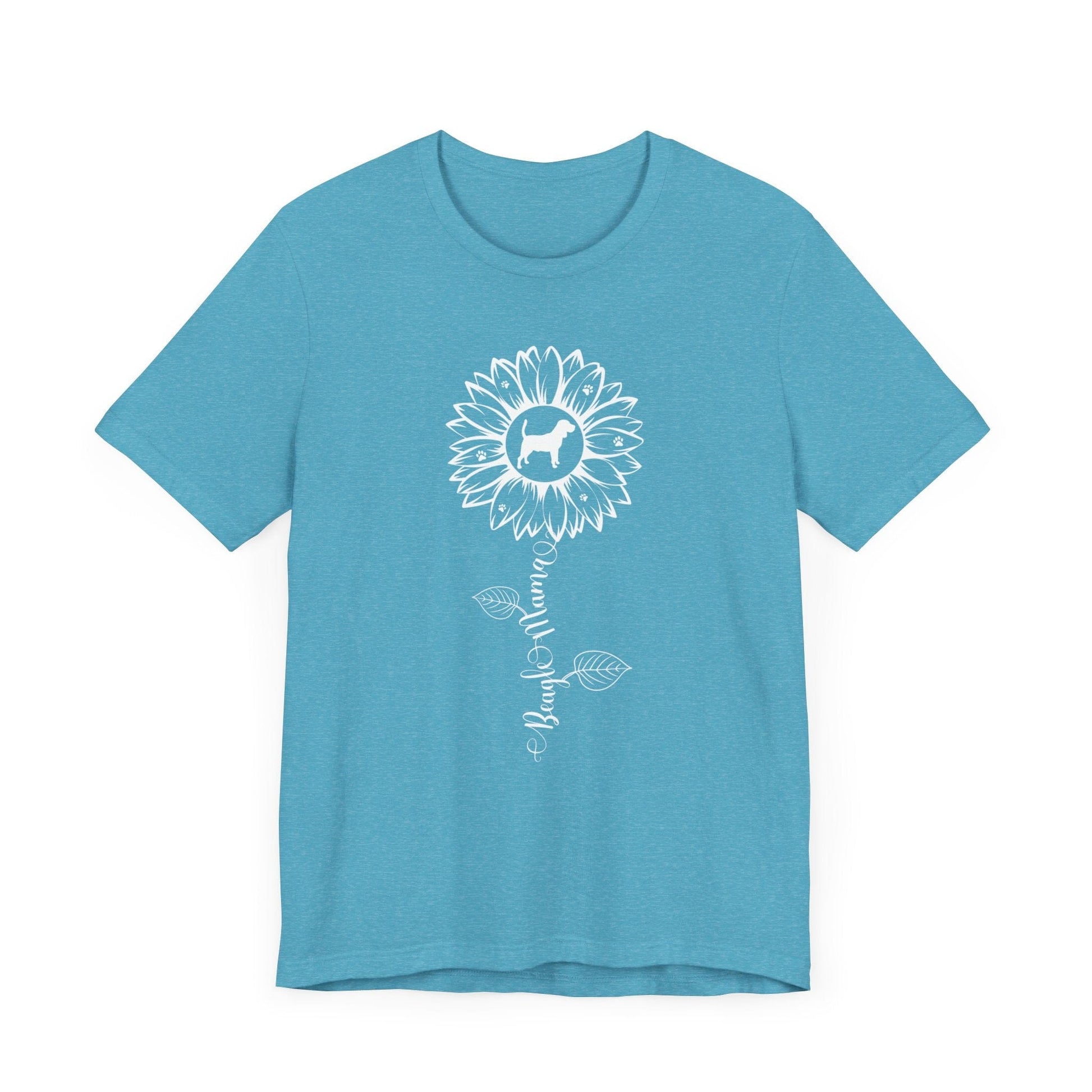 Beagle Mama Sunflower T-Shirt T-Shirt Heather Aqua / S