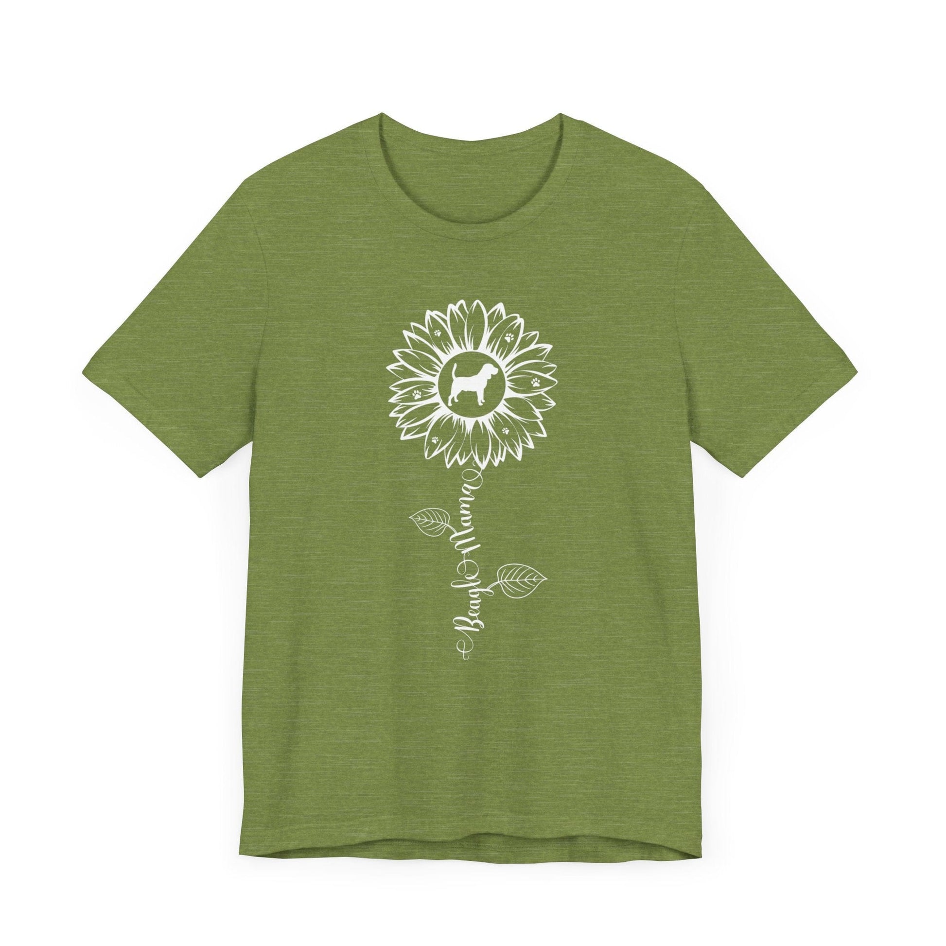 Beagle Mama Sunflower T-Shirt T-Shirt Heather Green / S