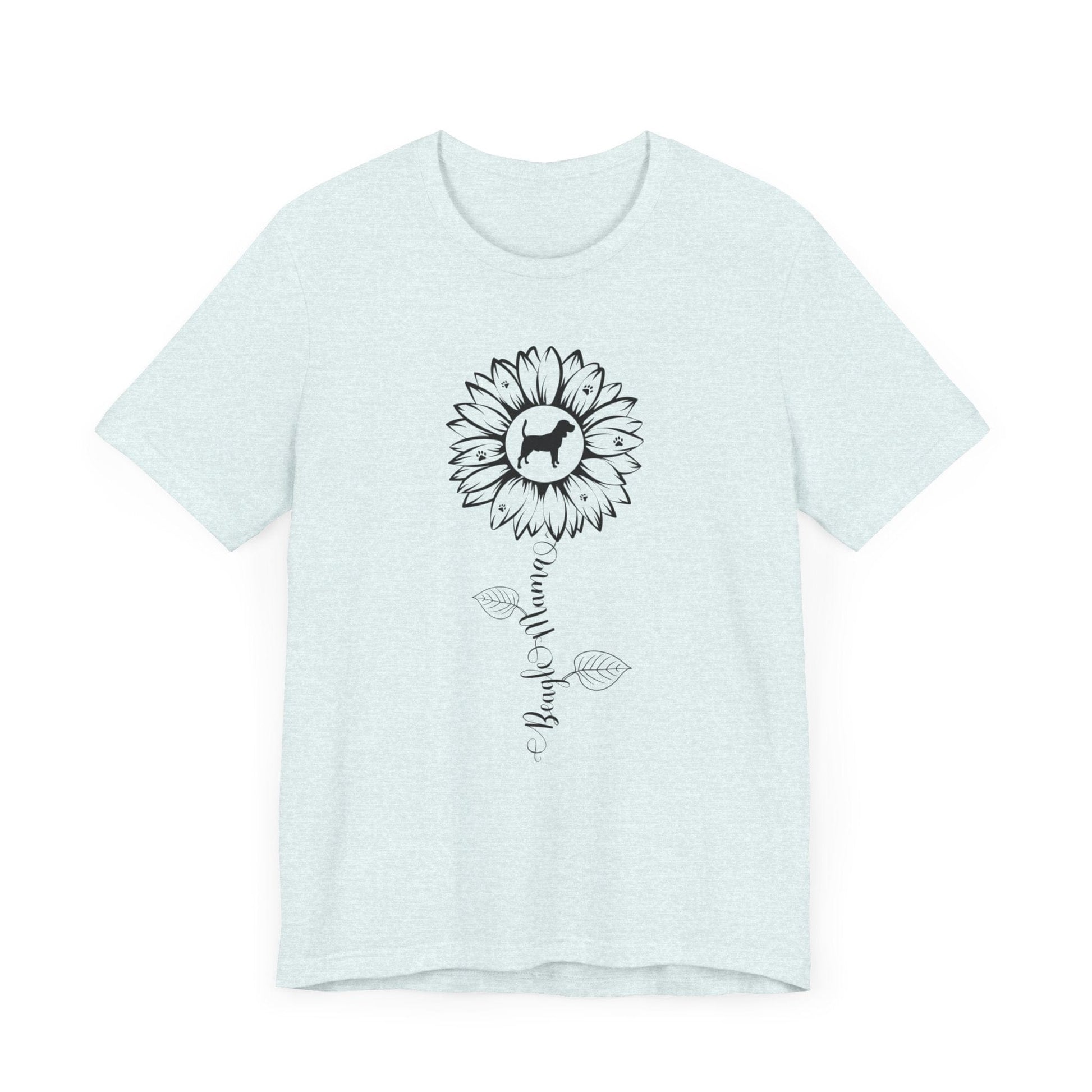 Beagle Mama Sunflower T-Shirt T-Shirt Heather Ice Blue / S