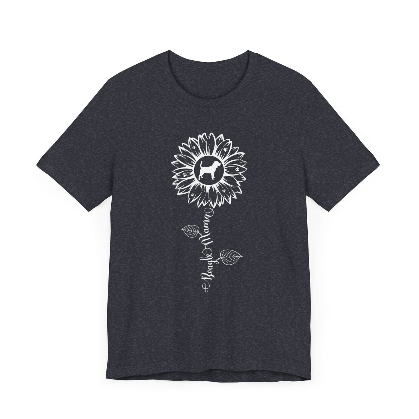 Beagle Mama Sunflower T-Shirt T-Shirt Heather Navy / S