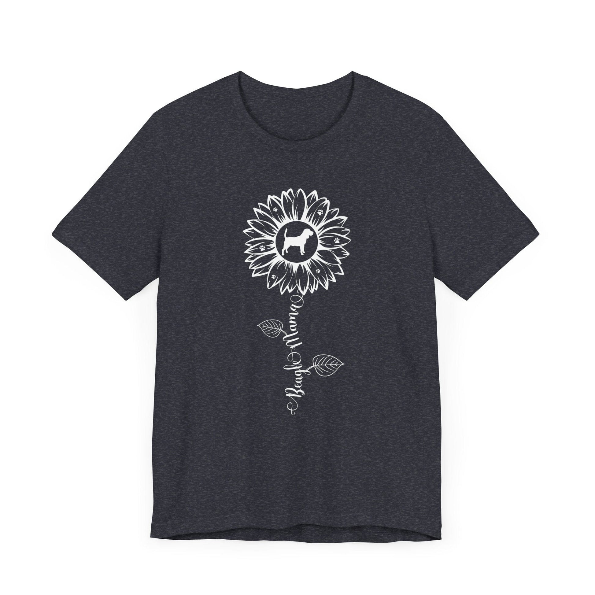 Beagle Mama Sunflower T-Shirt T-Shirt Heather Navy / S