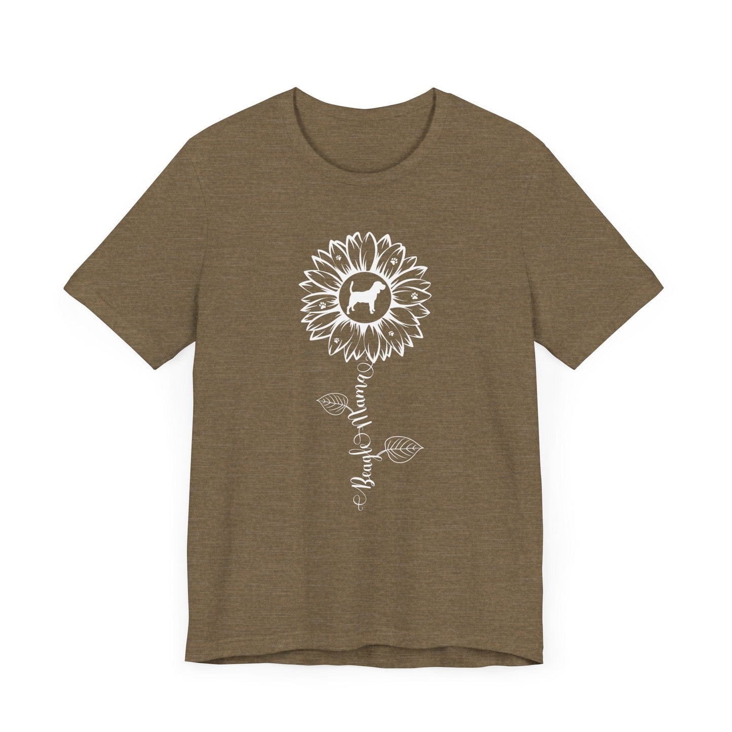 Beagle Mama Sunflower T-Shirt T-Shirt Heather Olive / S