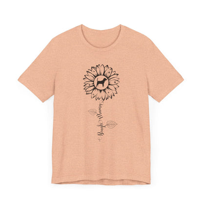 Beagle Mama Sunflower T-Shirt T-Shirt Heather Peach / S