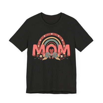 Boho Floral Mom Jersey Short Sleeve Tee T-Shirt Black Heather / S