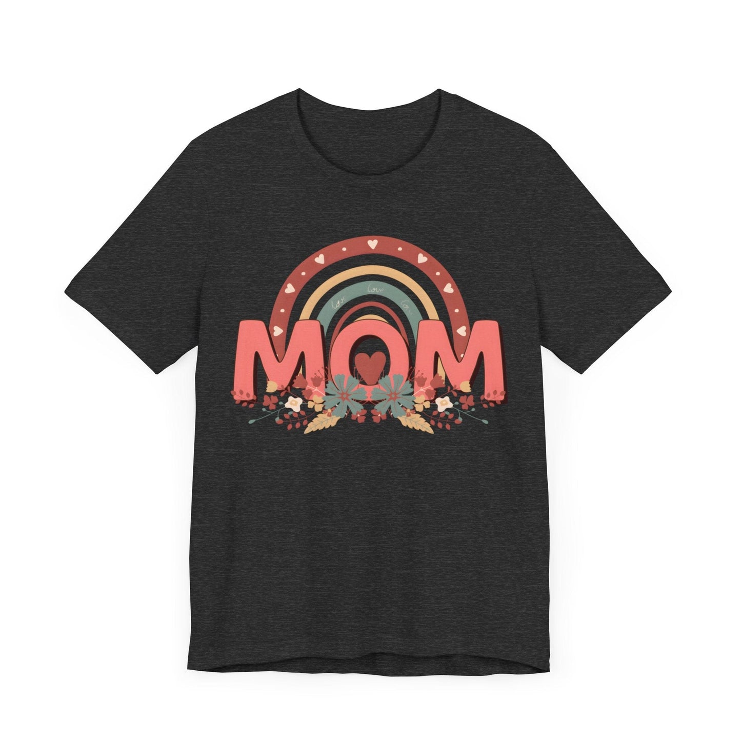 Boho Floral Mom Jersey Short Sleeve Tee T-Shirt Dark Grey Heather / S