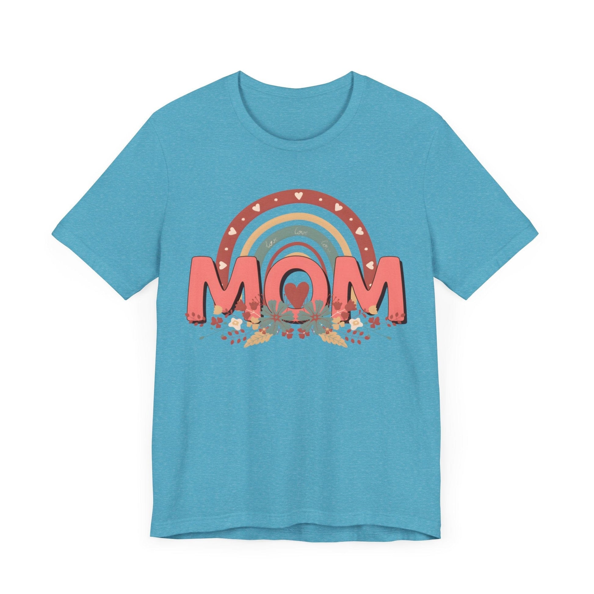 Boho Floral Mom Jersey Short Sleeve Tee T-Shirt Heather Aqua / S